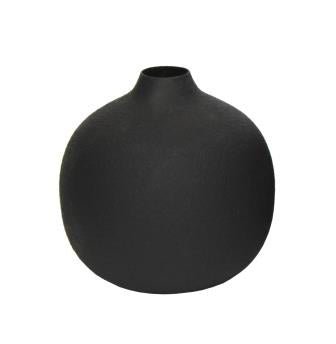 Vaso Redondo em metal preto - pequeno - Incomum Oficial