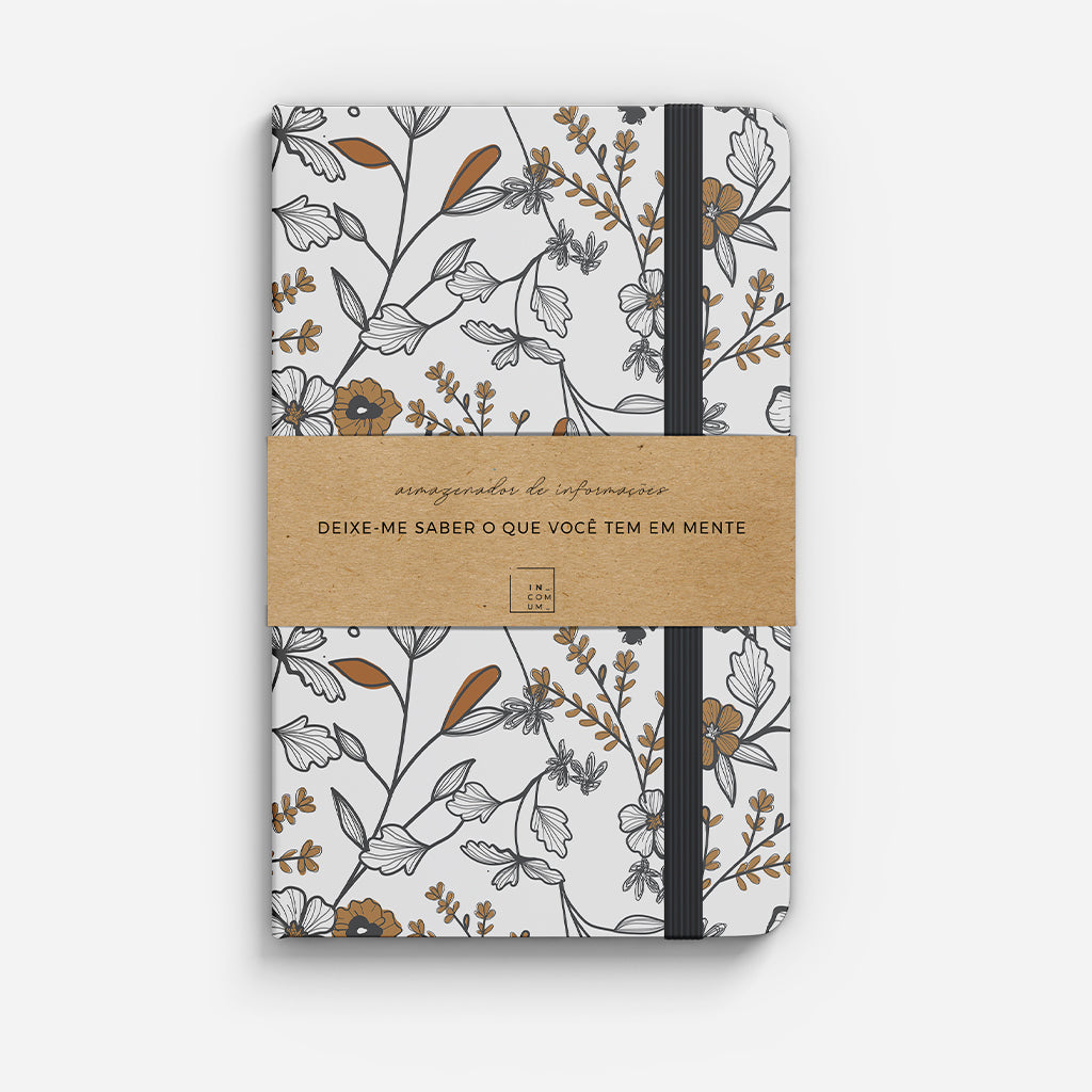 Caderno Flor marrom - capa dura