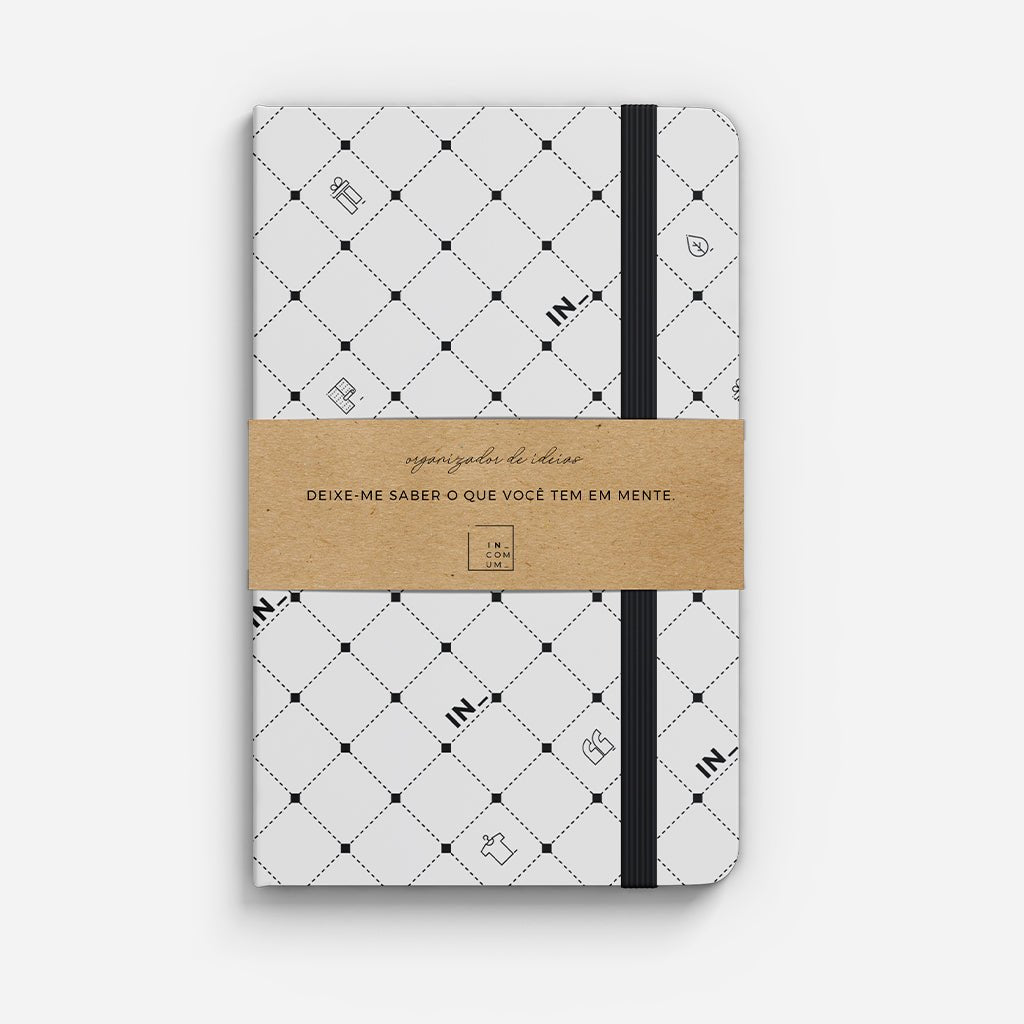 Caderno Ícones brancos IN_COMUM - capa dura - Incomum Oficial