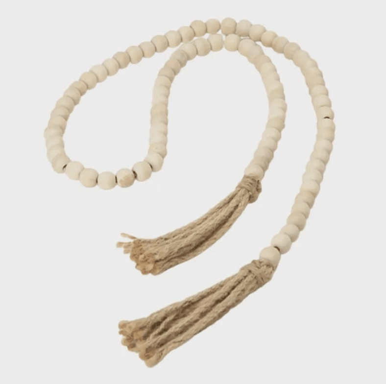 Colar decorativo em madeira longo - bege - Incomum Oficial