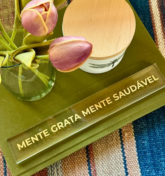 Barra decorativa em acrílico  - Mente grata, mente saudável