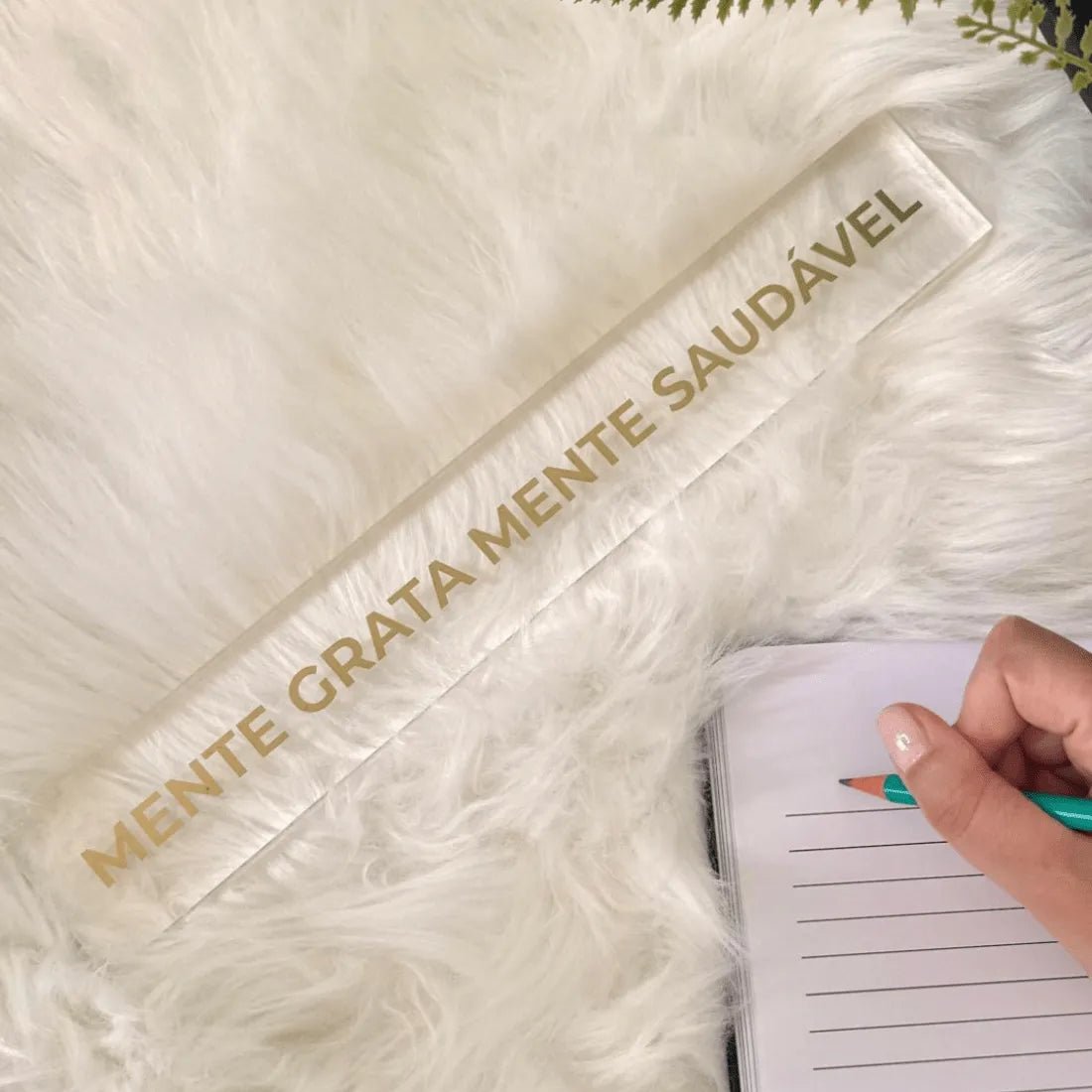 Barra decorativa em acrílico - Mente grata, mente saudável - Incomum Oficial