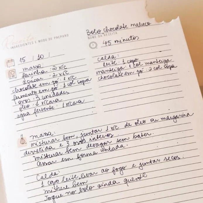 diario de receitas caderno livro incomum