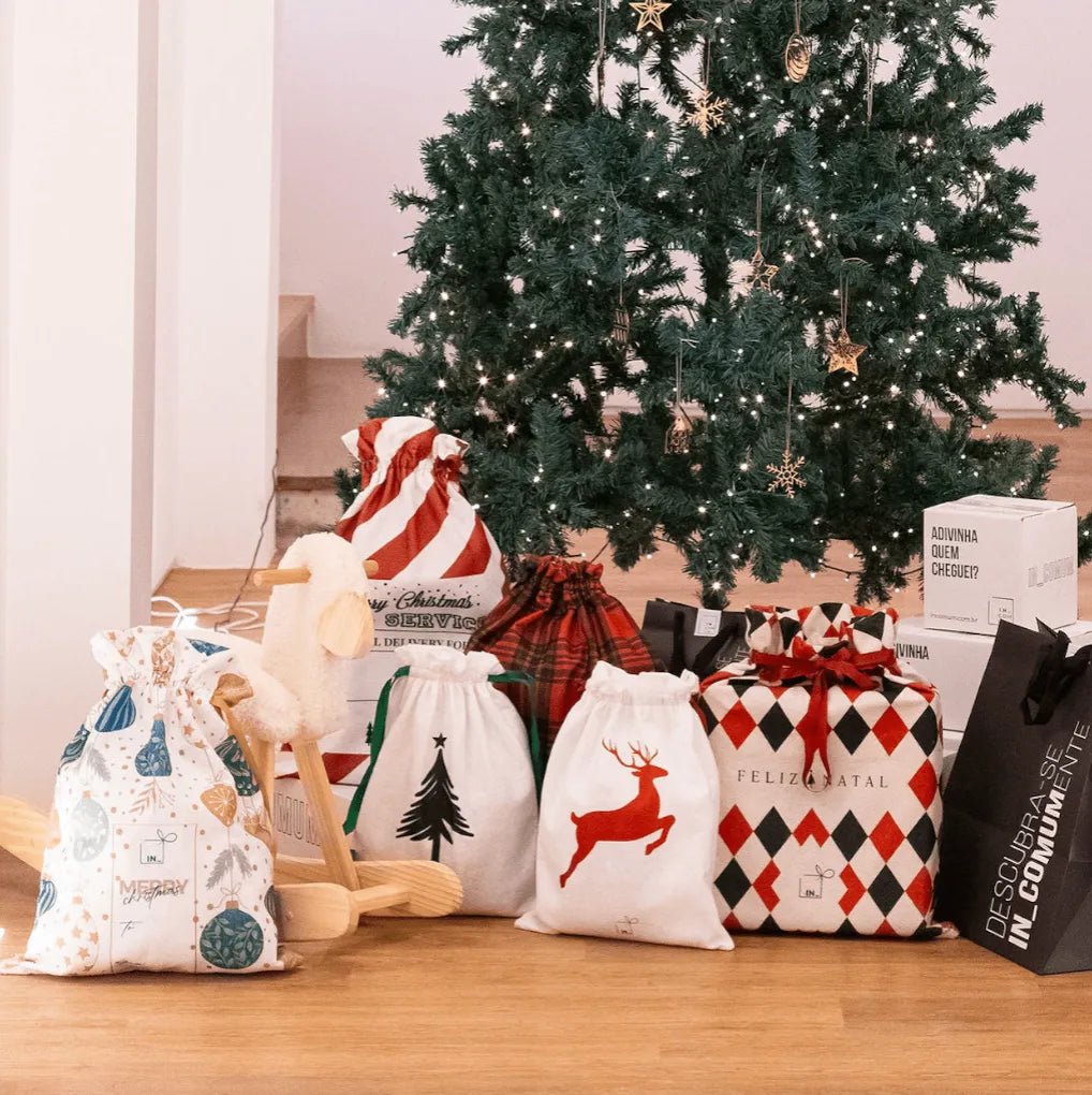 Saco de presente de Natal - Xadrez (grande) - Incomum Oficial